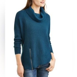 Faded Glory Fg Blue Side Zip Cowl Sweater - Large